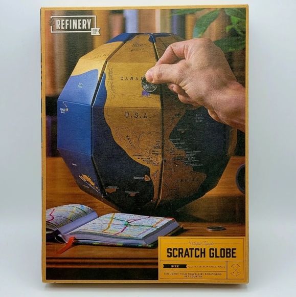3/$15 Scratch map globe travel map by refinery & co. Christmas gift - Picture 1 of 3